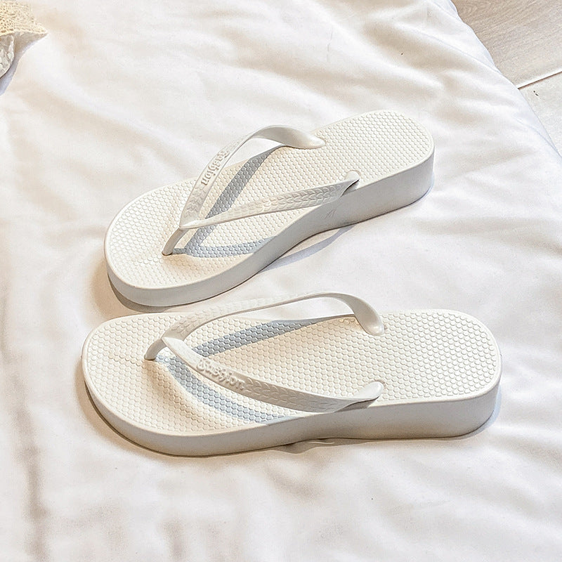 Thick sole flip-flops women's summeroutwear vacation seaside beach non-slip wedge heel flip-flops high heel sandals