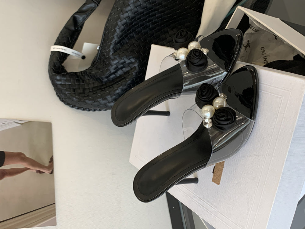 Fairy-style stiletto sandals, perfect for wearing out in the summer. new arrival, pairs well with skirts, exudes french elegance, transparent design, plus sizes available, high-heeled sandals. sizes 35-42