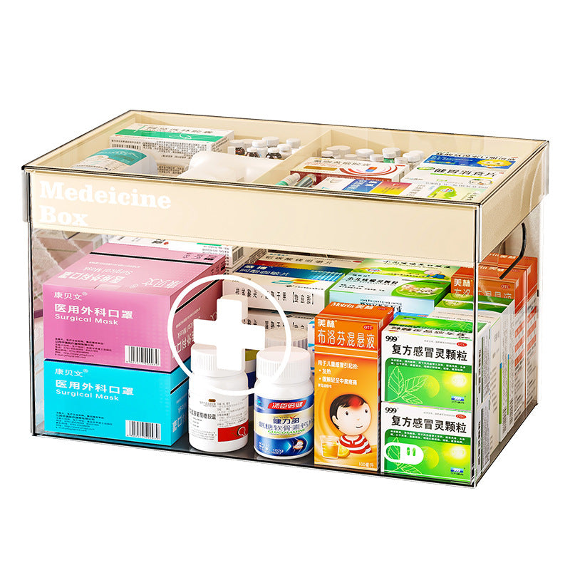 Multi-layer medicine box household home medical box partition storage medicine box storage box double-layer transparent portable medical box