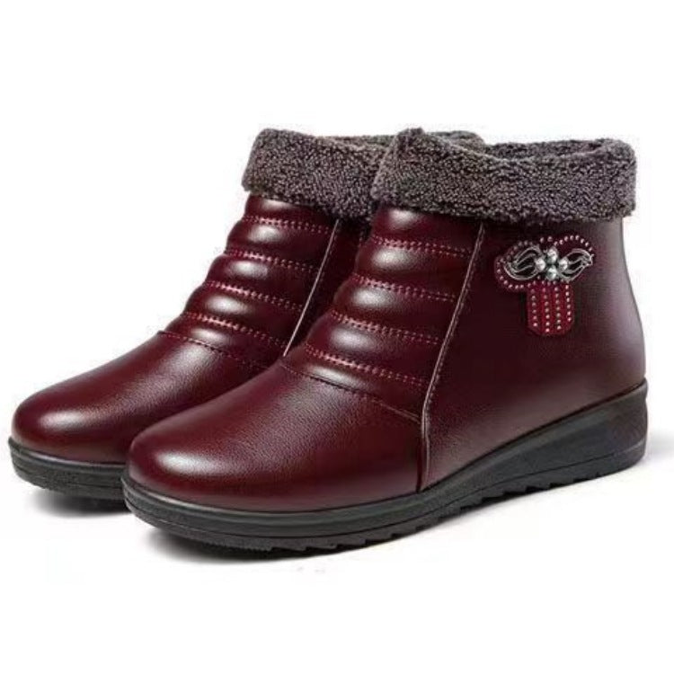 Winter slip-on fleece-lined cotton shoes heattech ladieswear shoes non-slipthickened cotton shoes for middle-aged and elderly people flatsnon-slip granny shoes
