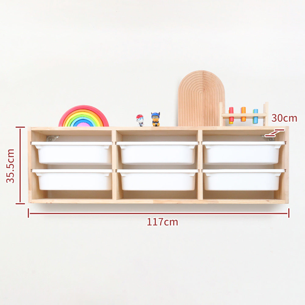 Children's room solid wood toy storage rack Wall-mounted wall storage rack Baby toy sorting box Locker