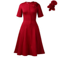 D586  european and american women's clothing  new short-sleeve solid color crew neck elegant african style export dress