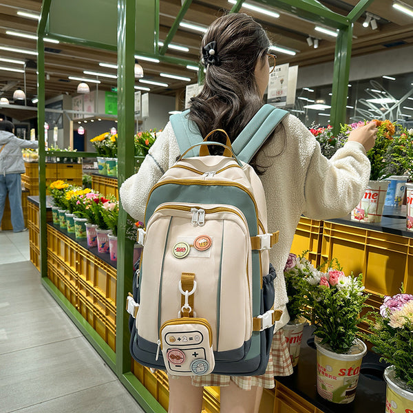New Korean version ins large-capacity fashionable and versatile high-value schoolbag, junior high school and high school students travel backpack