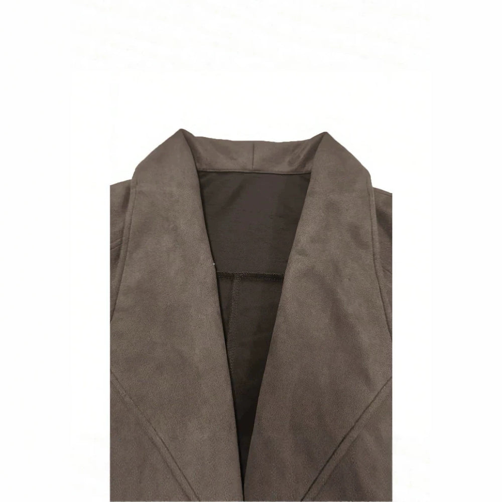 new cross-border fashion casual faux suede comfortable fabric turn-down collar long sleeve cropped top jacket women's clothing