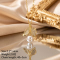 8442 pearl leaf gold necklace