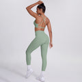 New criss-cross strap sports bra and leggings set - cloud-soft, quick-dry, compression yoga outfit for outdoor running and fitness
