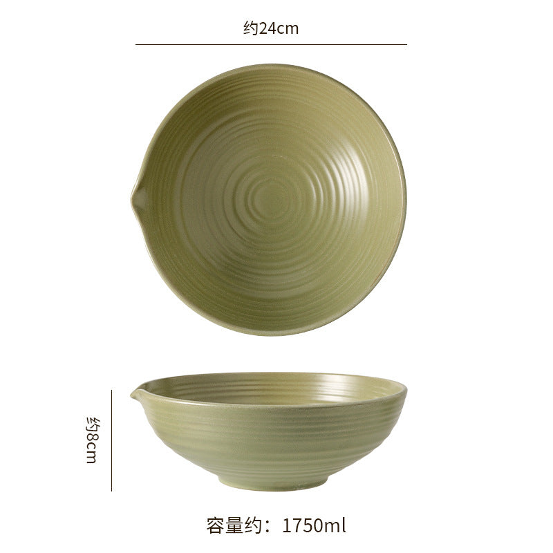 Japanese retro style kiln-change clay line pattern bowl - creative fruit bowl for home, restaurant, cooking, salad, and pasta