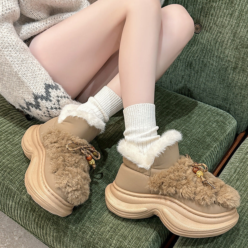 plus sizethick solefashion sports cotton boots for women  winternew arrivalfleece-linedthickenedfashionthick soleincrease