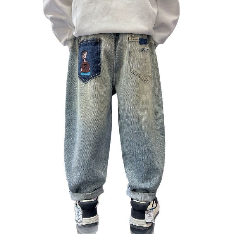 Boys' jeans - spring/autumn  new collection - mid-to-large size - spring pants - korean style casual loose fit long pants - trendy