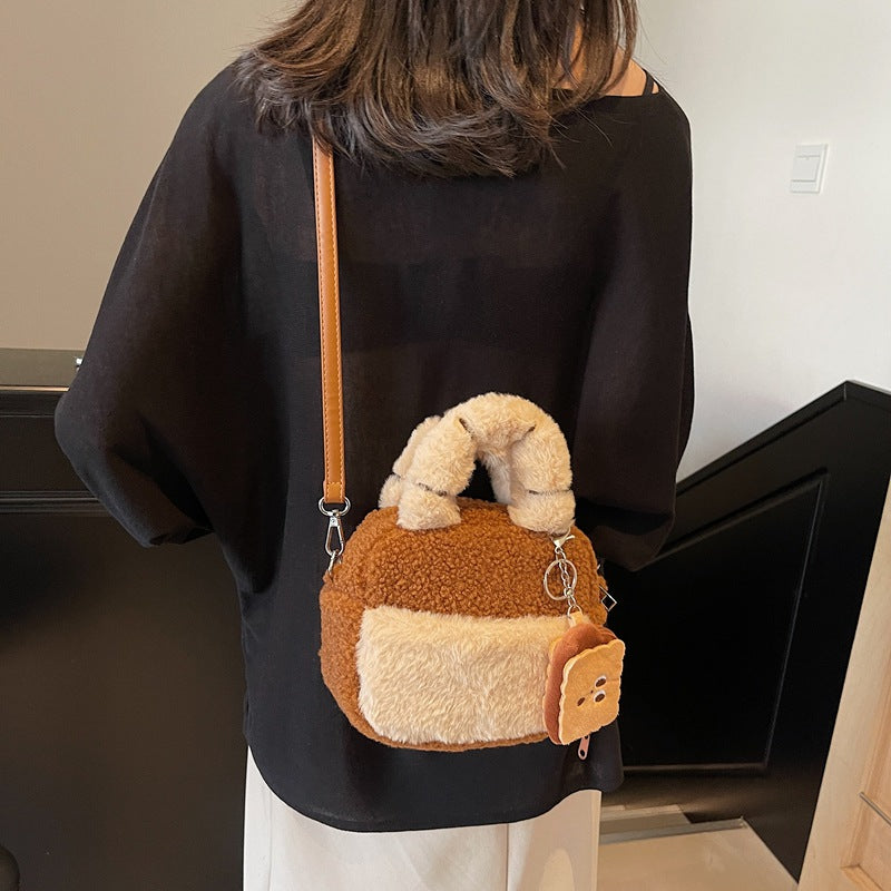 Cute hand carry messenger bag girl cute fluffy shoulder bag removable change bag plush panda bag