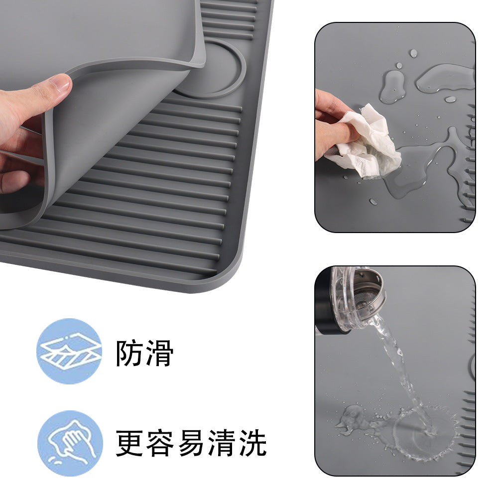 Coffee machine mat, silicone non-slip and shock-proof large-size universal protective mat, multi-functional dining table thermal insulation drain mat
