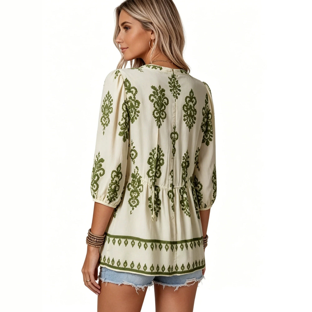 summer new arrival: pullover v-neck casual printed oversized top