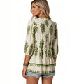 summer new arrival: pullover v-neck casual printed oversized top