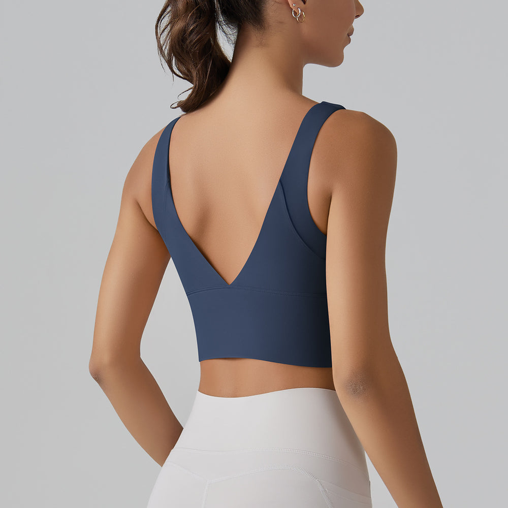 fashion v-shaped beautiful back cloud-sensing one-piece cup sports intimates tight high-elastic running fitness yoga wear bra