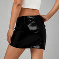 Women's mini skirt -  cross-border fashion, european & american style, black pu bodycon skirt, solid color leather skirt, sexy hot girl trendy women's clothing