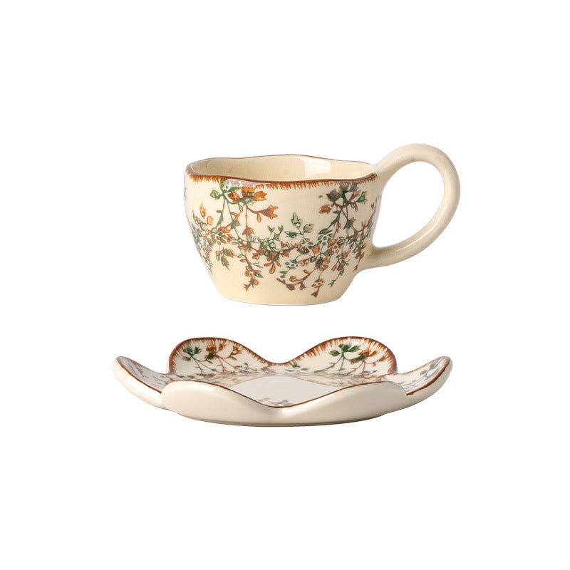 Hand-painted lavender coffee cup and saucer, ceramic tableware, fresh and delicate afternoon tea latte art cup, rustic countryside style mug