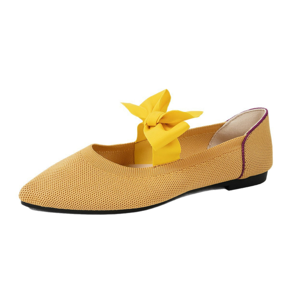 new spring/autumn pointed-toe bow casual flats - women's plus size flyknit moccasin loafers