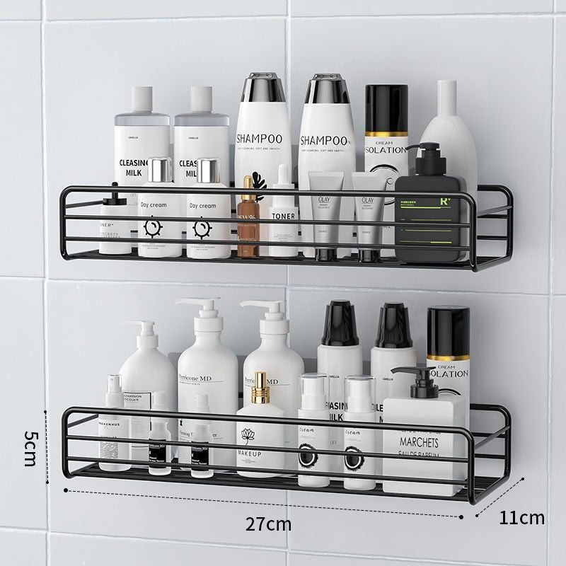 Wall-mounted bathroom shelf - no drilling required - rectangular organizer for vanity, sink, and toilet