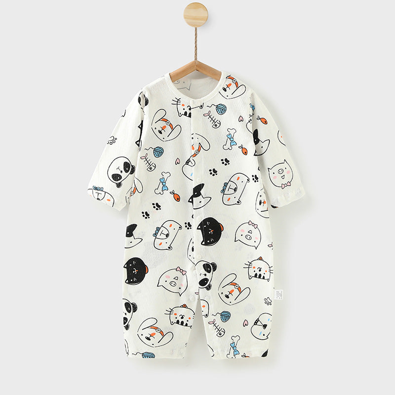 Wholesale baby rompers - spring/summer lightweight air conditioning suits, baby pajamas, long-sleeve onesies, crawling suits, newborn clothes