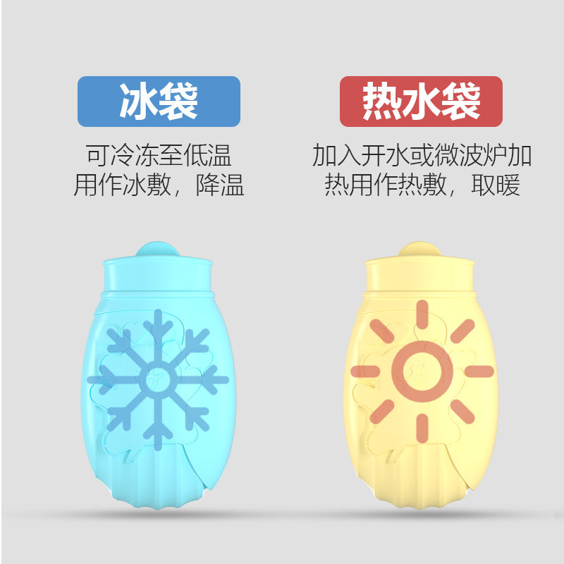 Cartoon silicone hot water bag explosion-proof water injection warm water bag heating pad microwave heating cute filling hand warmer bag wholesale