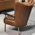 Used tea room owner chair oil wax leather single sofa living room casual chair designer retroaccessible luxury godfather chair