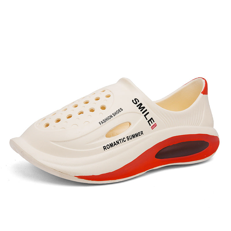 Cross-border new men's hole shoes summer wear stepping on shit feeling beach thick-soled lazy bag head coconut slippers wholesale