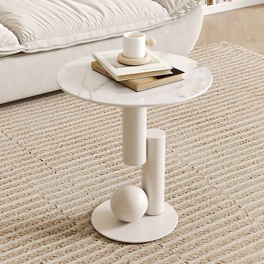 Cream style crescent rock slab coffee table living room for home rental house table classycasual small apartment coffee table combination