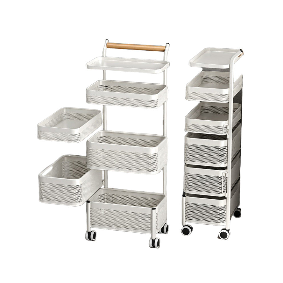 Kitchen trolley storage rack - multi-tier, space-saving, mobile, multi-functional organizer for fruits, vegetables, snacks, and general storage