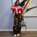 European and american style camouflage jeans -  cross-border women's fashion streetwear versatile high-waisted denim cargo pants