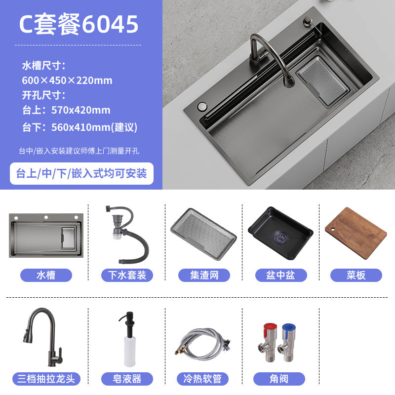 Double slag collection sink large single slot high quality stainless steel kitchen sink thickenedfor home dishwashing sink vegetable sink