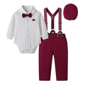 Autumn new arrivals: boys' cotton outfit set - includes hat, perfect for baby's first birthday, and christmas!