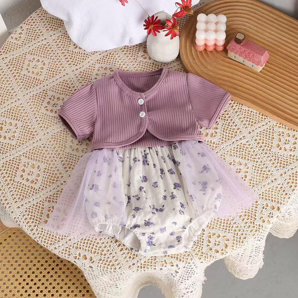 Summer outfit baby chic cute little princess super fairy mesh suspender romper dress baby girl bodysuit summer style