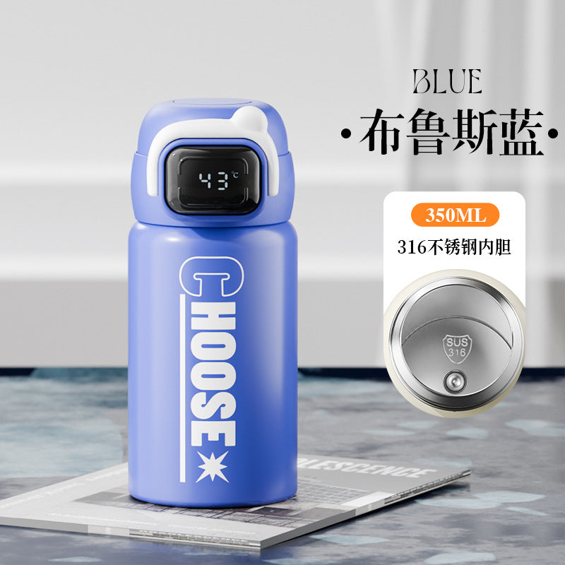 Letter double drink bouncing cup 316 stainless steel digital display thermos cup student water cup portable portable cup