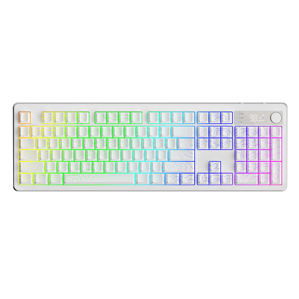 Dazzling silver fox tk100pro wireless bluetooth wired three-mode mechanical feel keyboard pbt with display knob rgb