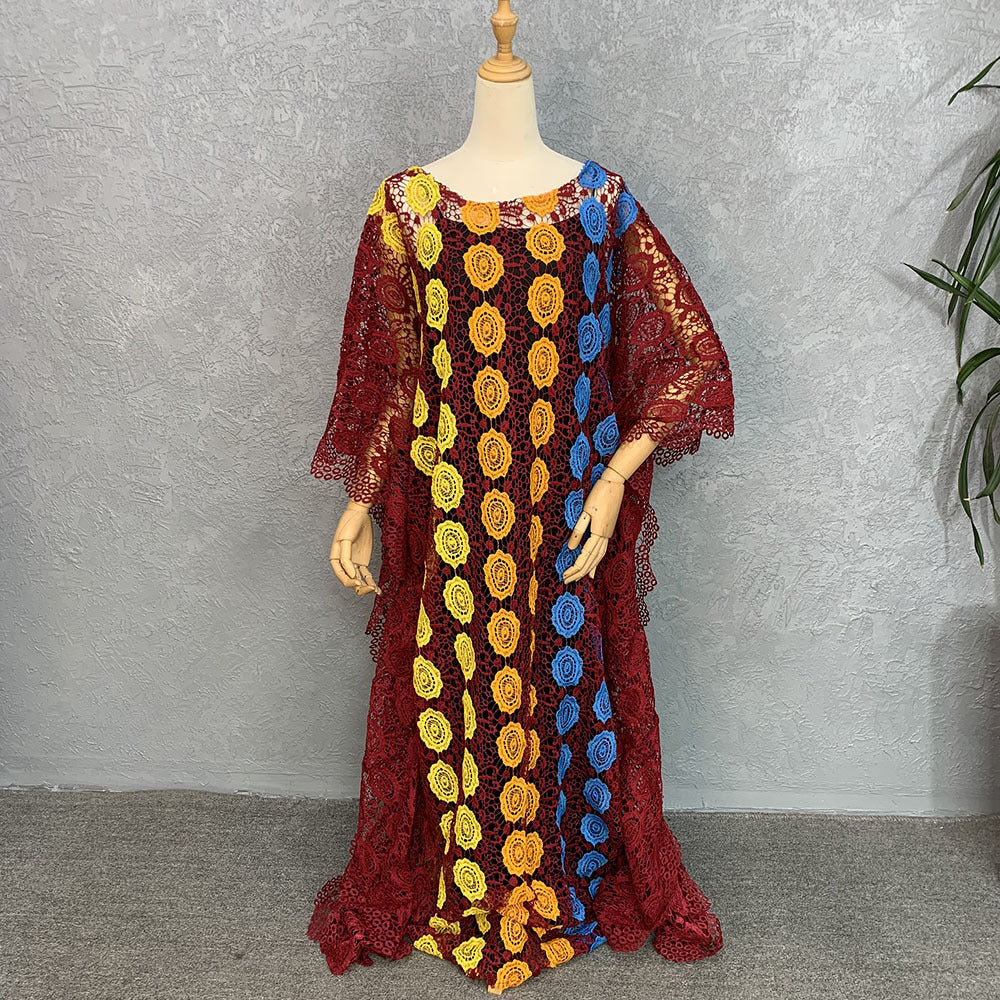 supply of lace looseplus size women's robe stripesd flower round neck long sleeves fashion popular model special price