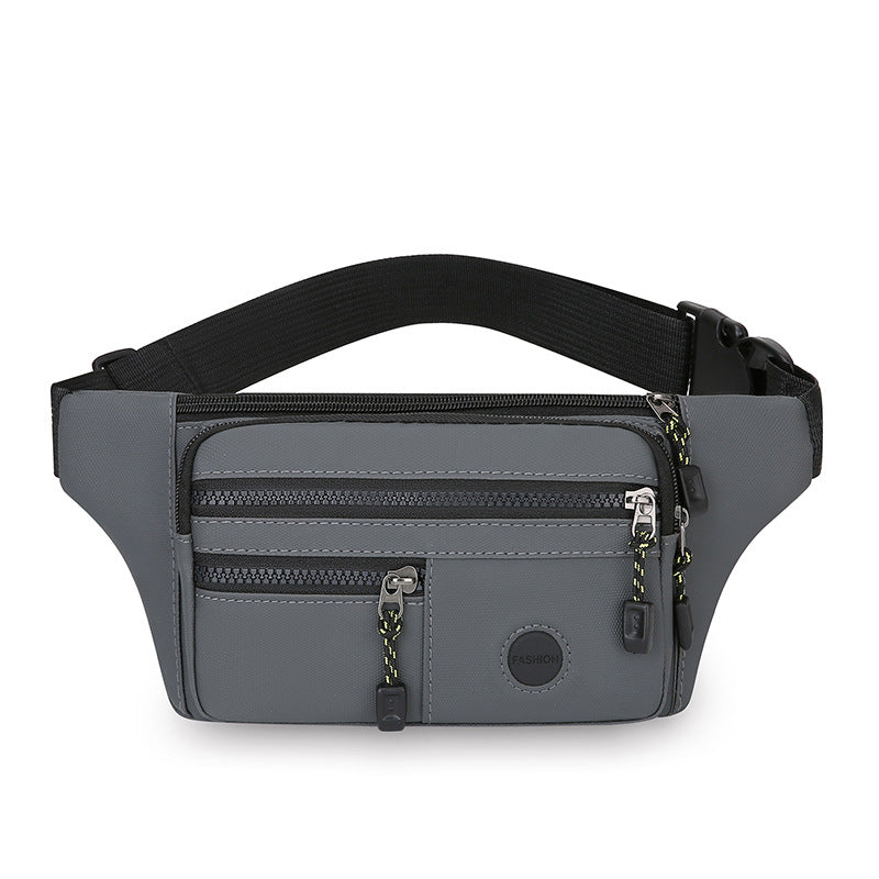 Solid color simple and lightweight men's breast bag multi-layer portable cash register fanny pack PU leather film casual going out shoulder messenger bag