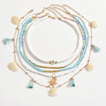 European and american cross-border jewelry: bohemian polymer clay beaded necklace, unique starfish and seashell pendant layered necklace for women