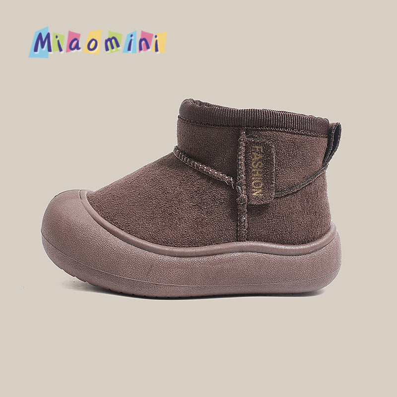 Winter kids' snow boots, ankle boots, fuzzy baby boots, korean style closed-toe cotton boots for boys and girls, ages 1-7