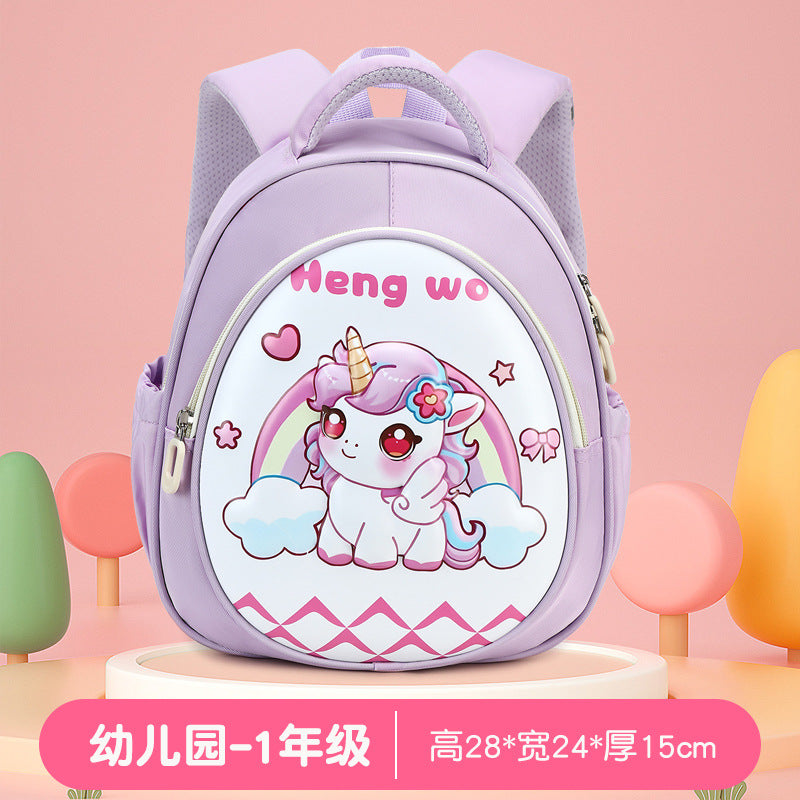 New lightweight kindergarten backpack for boys - cute dinosaur eggshell design - available in small, medium, and large sizes - perfect for preschool, kindergarten, and first grade girls