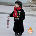 Boys'  hoodie set - autumn/winter outfit for older kids, two-piece set, children's winter fleece-lined korean style premium look
