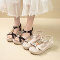 Women's beaded wedge sandals for export to europe and the us - new bohemian thick-soled platform roman sandals for summer