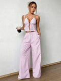 american suitstripes vest and stretch straight-leg pants casualtwo-piece set direct supply