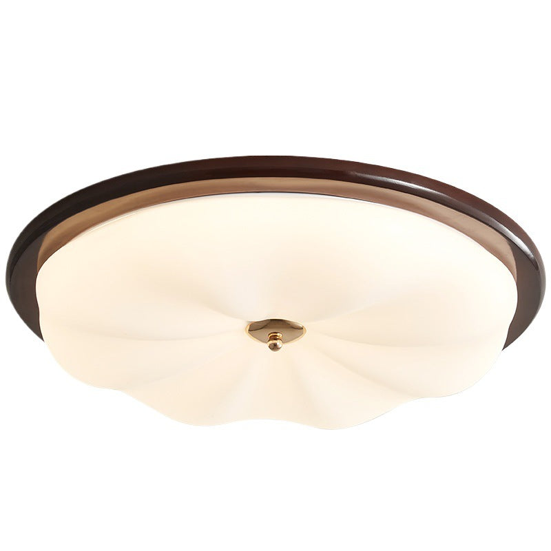 Bedroom light ceiling light cream antique walnut color simple retro solid wood eye protection master bedroom book room lighting