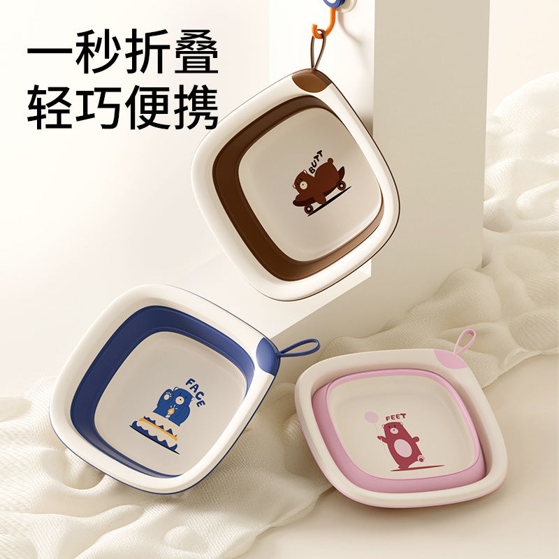 Collapsible kids' wash basin - portable newborn face wash basin - thickened plastic baby basin - household infant wash basin