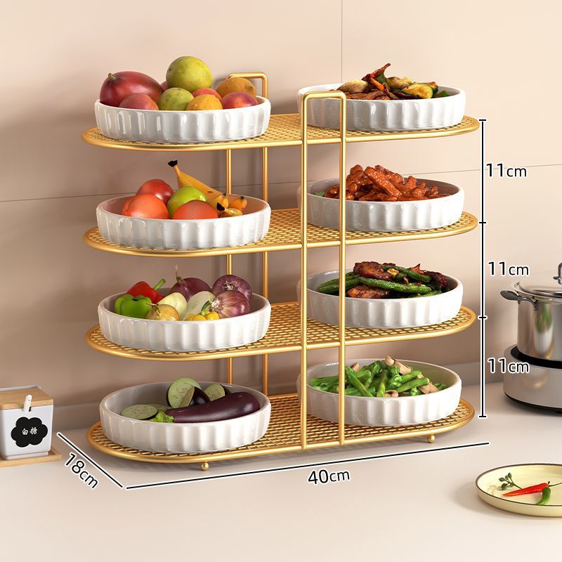 Kitchen multifunctional storage rack, dish rack, storage artifact, dishes, plates, spices, countertop, multi-layer simple tableware rack