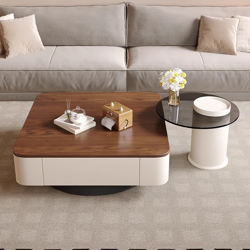 Chinoiserieretro solid wood coffee table living room for home small apartment medieval style walnut color solid wood square coffee table combination
