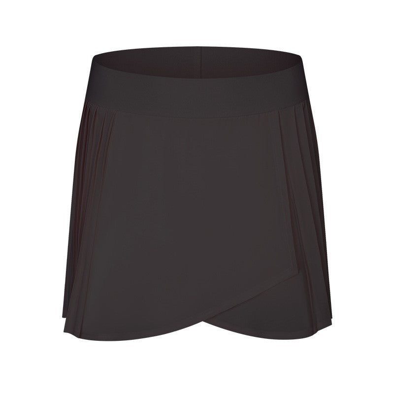 High-waisted pleated skort with pockets - anti-exposure lining - tennis skirt, fitness yoga skirt - dk382