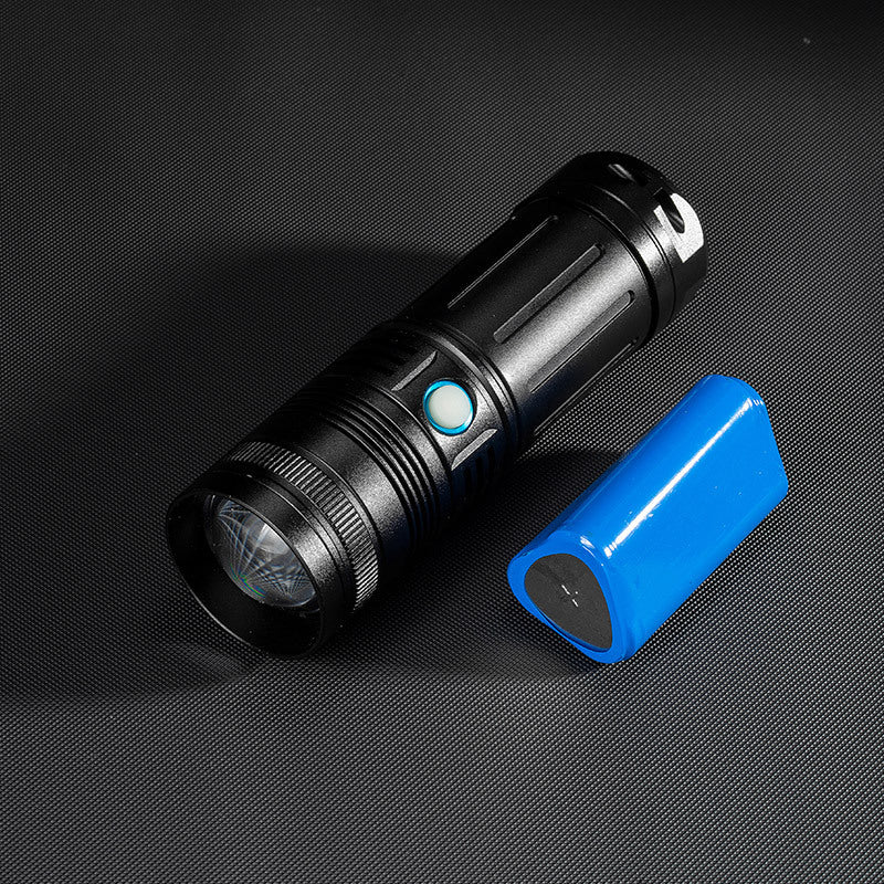 Cross-border new white laser flashlight Type-C charging outdoor zoom long-range small steel cannon strong light flashlight