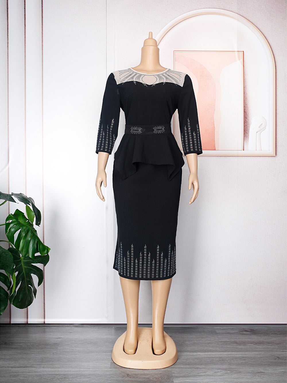 supply of african fashion women's clothing plus size heavy industry hot diamond  daily olwork clothingpure colordress