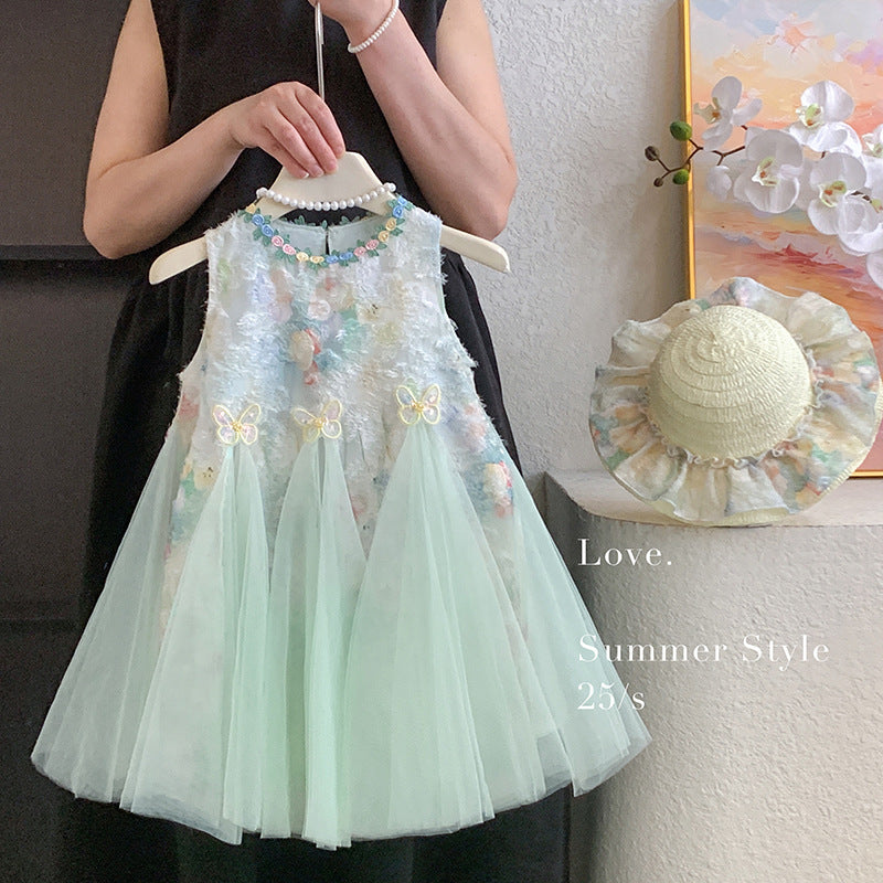 Girls' summer dress  new style tank dress kids' vacation dress baby girl stunning puffy princess dress